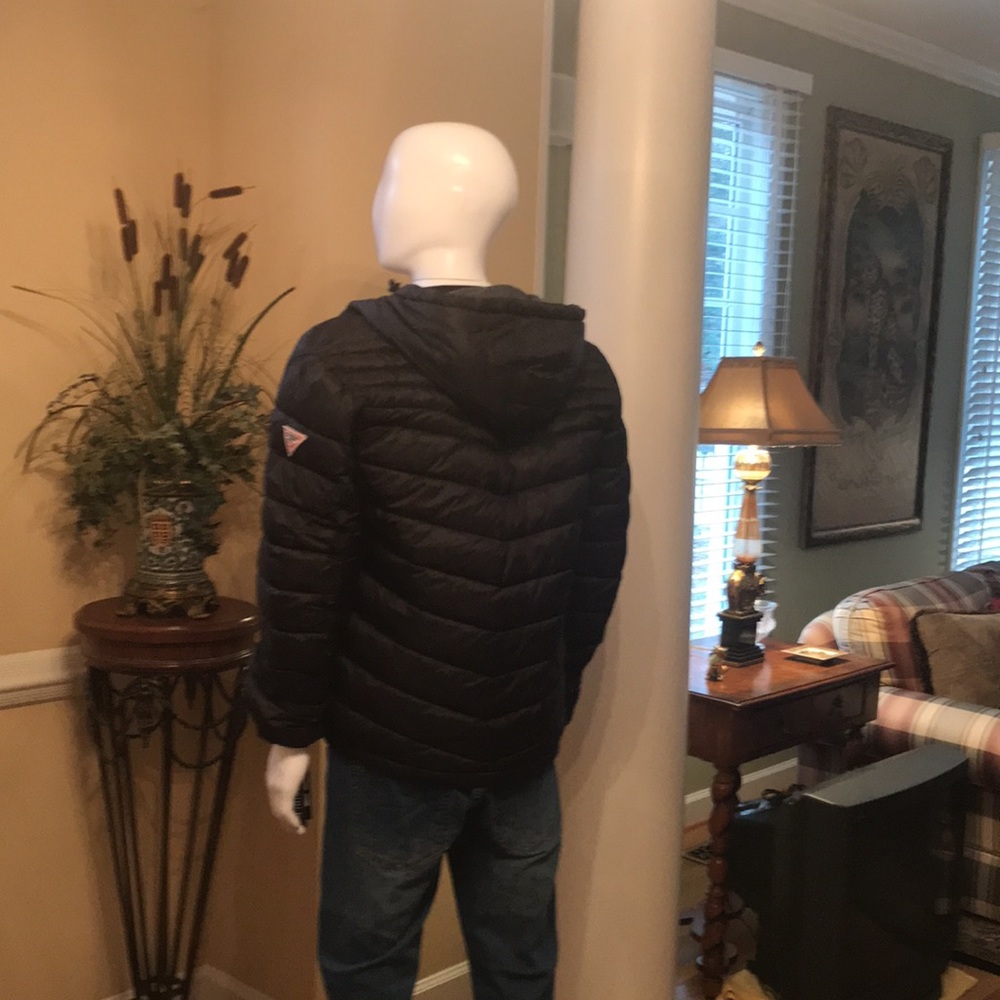 Guess Men’s Puffer Jacket XL Black-Grey - Picture 4 of 15